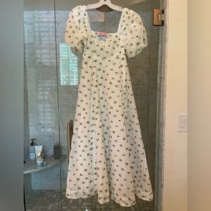 Hill House White and Green Romantic A-Line Silhouette